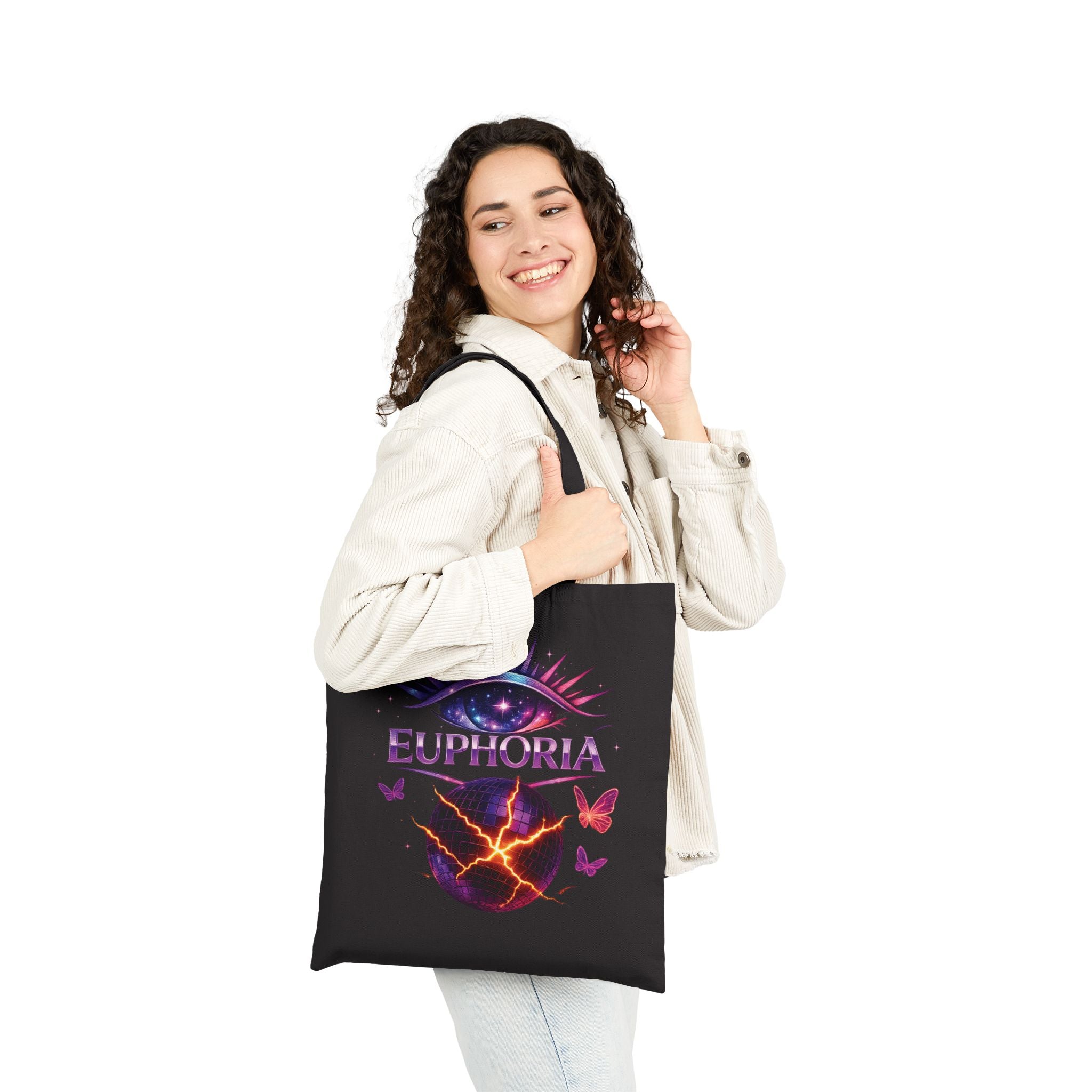Euphoria Galaxy Eye Canvas Tote Bag — Psychedelic Butterfly Market Tote