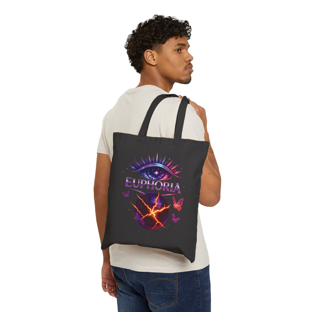 Euphoria Galaxy Eye Canvas Tote Bag — Psychedelic Butterfly Market Tote