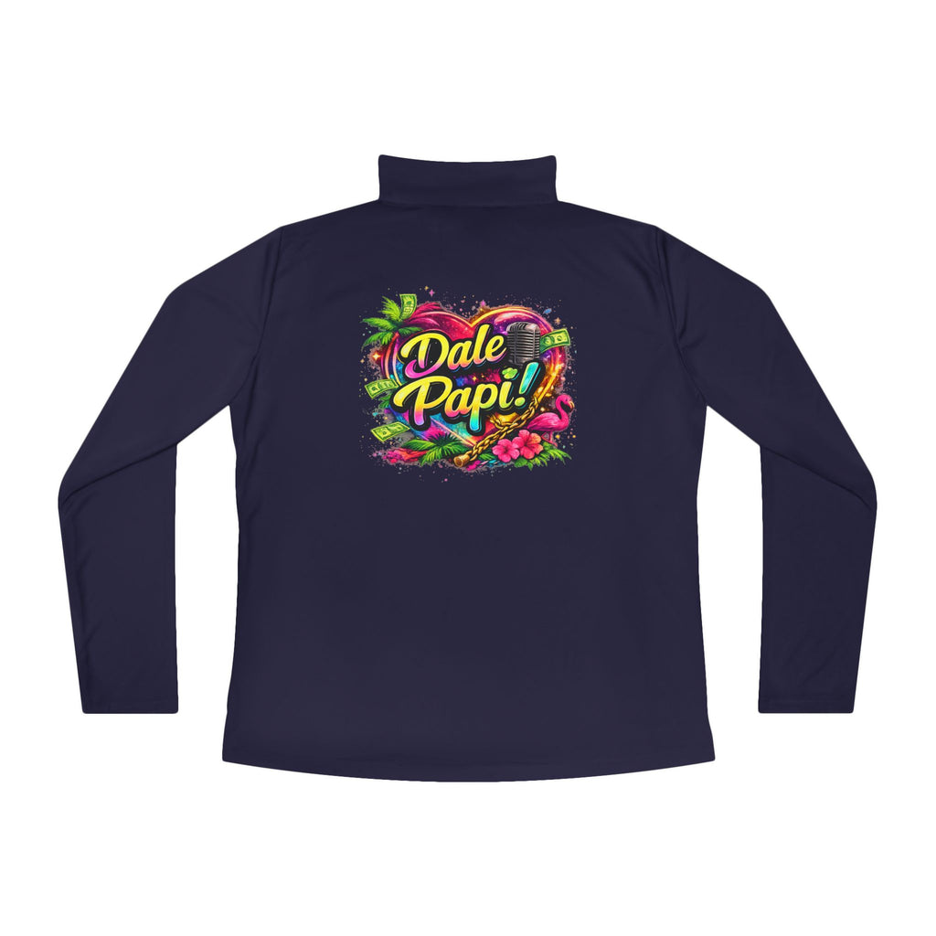 Ladies Quarter-Zip Pullover — "Dale Papi!" Tropical Floral Performance Pullover