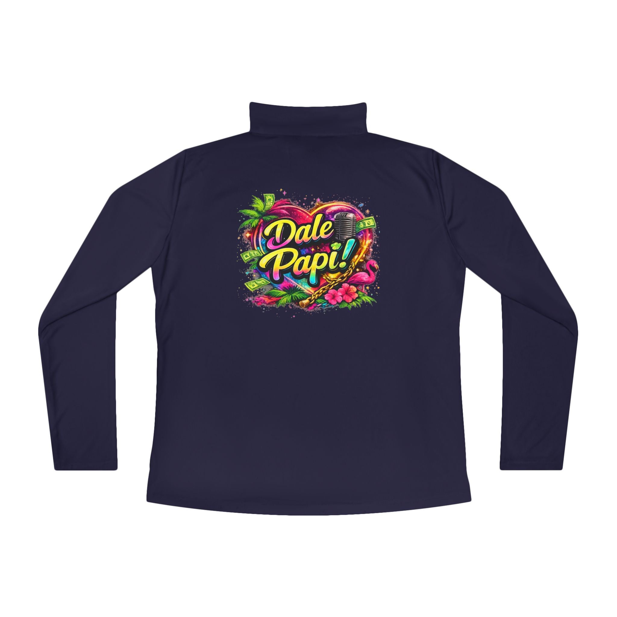 Ladies Quarter-Zip Pullover — "Dale Papi!" Tropical Floral Performance Pullover