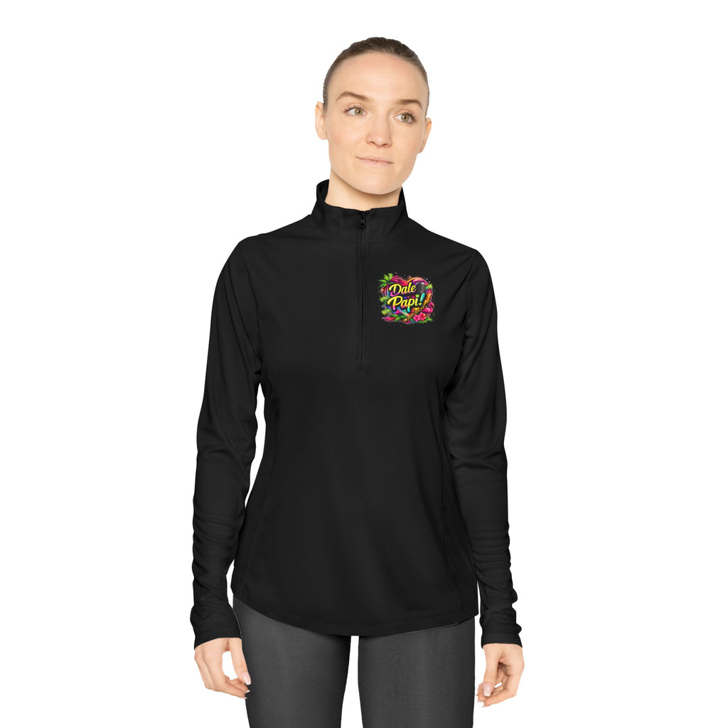 Ladies Quarter-Zip Pullover — "Dale Papi!" Tropical Floral Performance Pullover