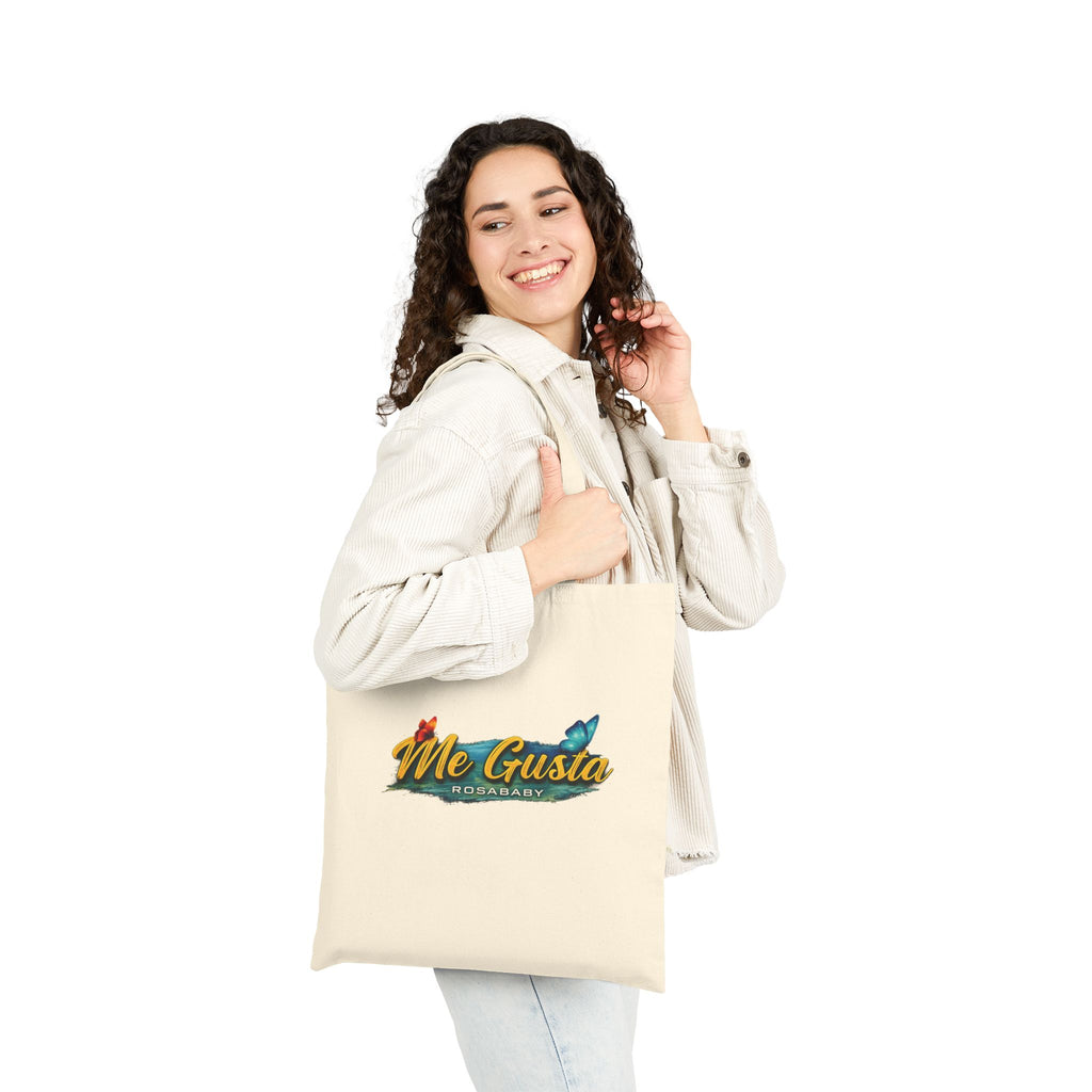 Me Gusta Butterfly Canvas Tote Bag — Eco-Friendly Grocery & Beach Tote