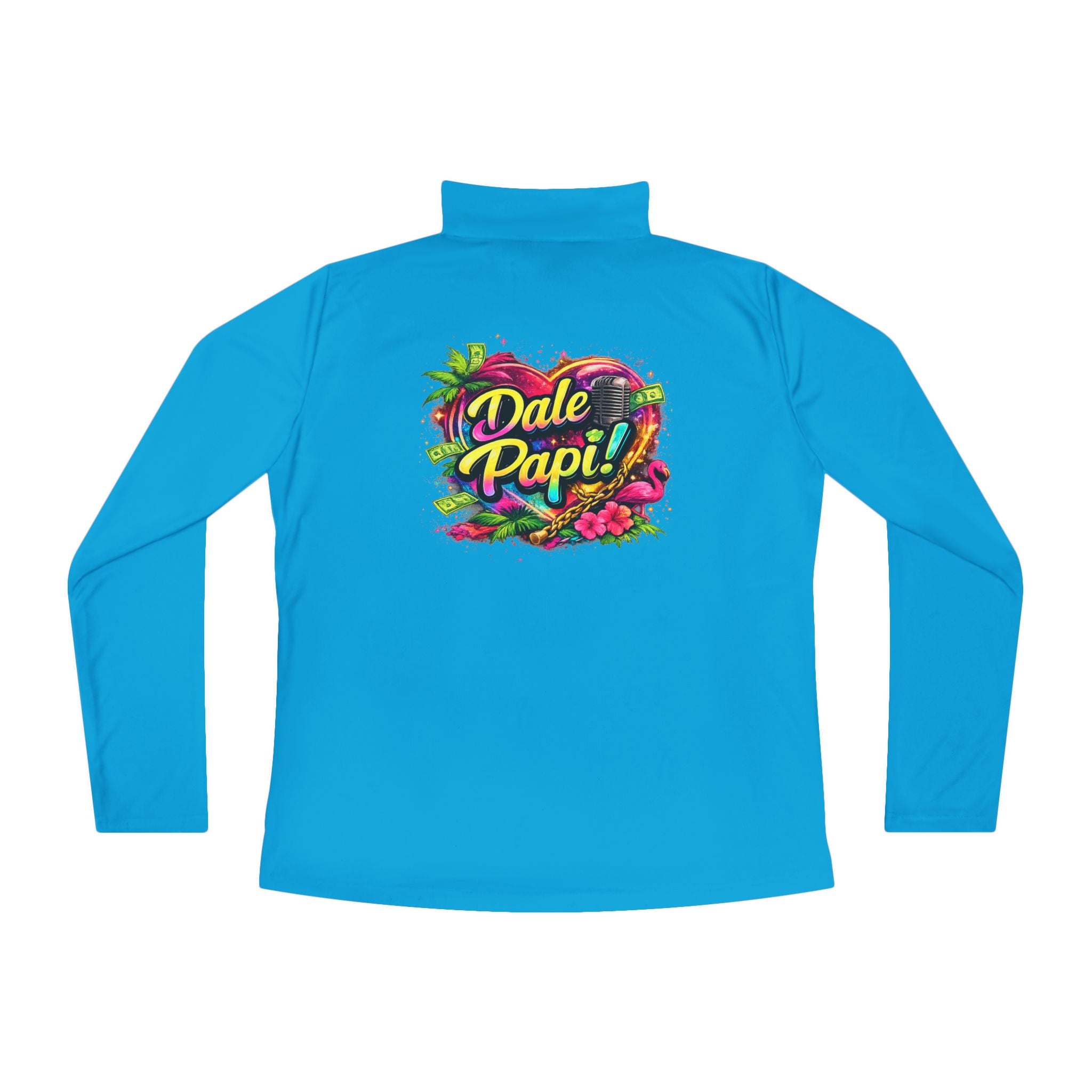 Ladies Quarter-Zip Pullover — "Dale Papi!" Tropical Floral Performance Pullover