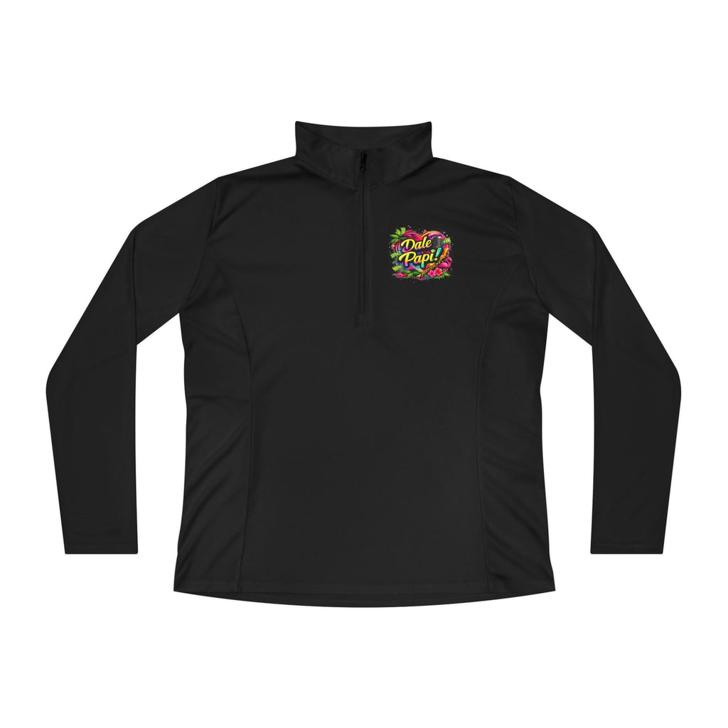 Ladies Quarter-Zip Pullover — "Dale Papi!" Tropical Floral Performance Pullover
