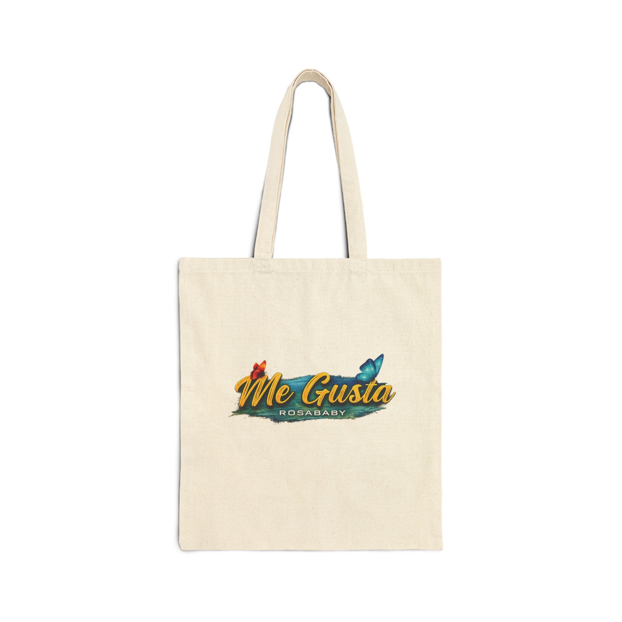 Me Gusta Butterfly Canvas Tote Bag — Eco-Friendly Grocery & Beach Tote