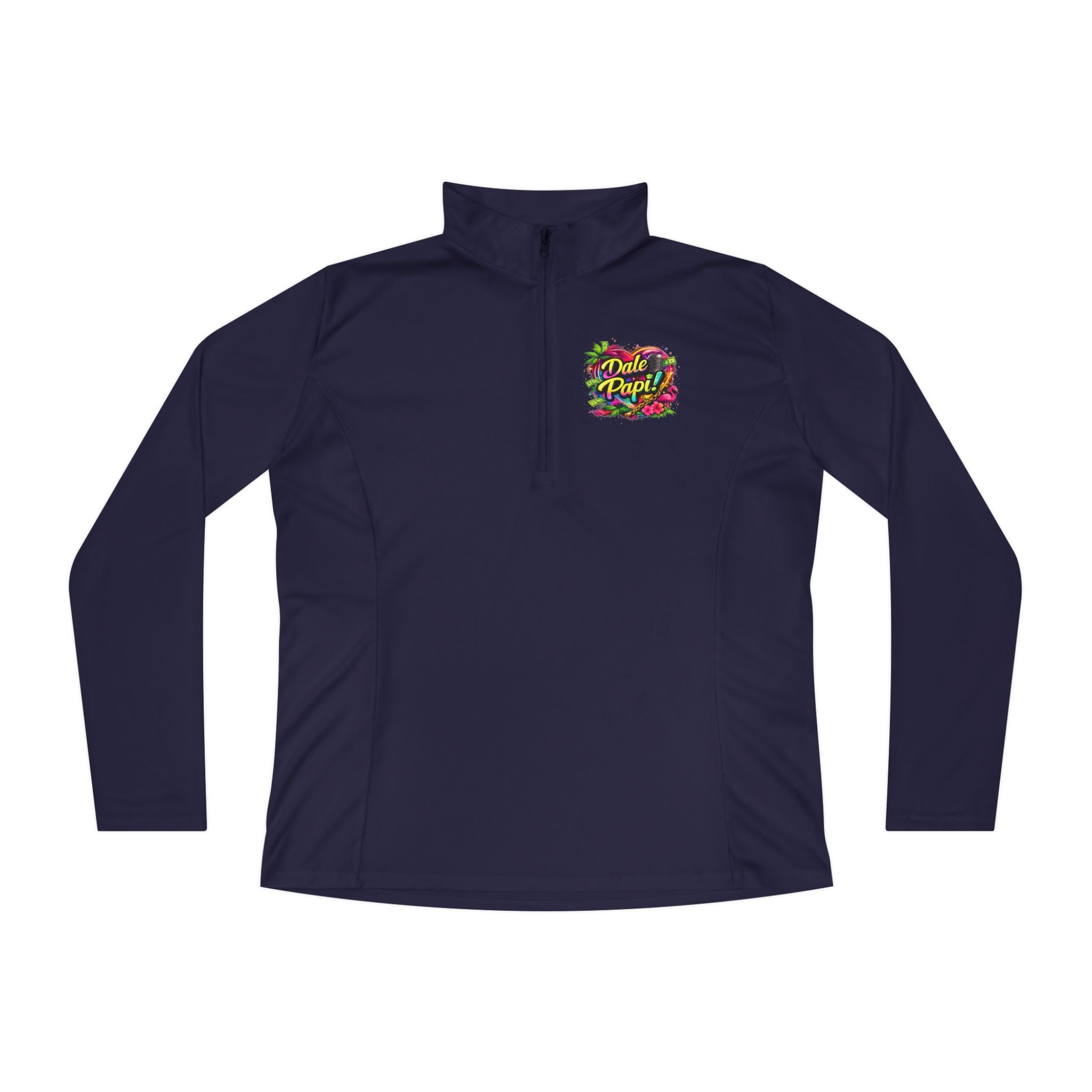 Ladies Quarter-Zip Pullover — "Dale Papi!" Tropical Floral Performance Pullover