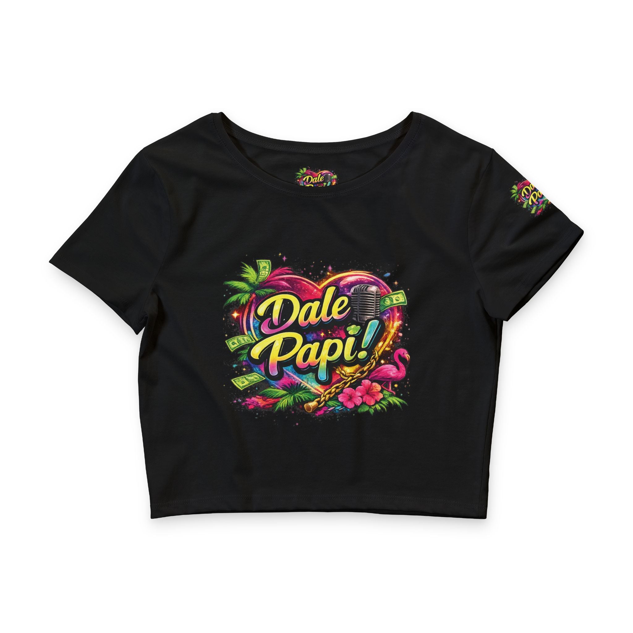 Dale Papi! Crop Tee — Retro Tropical Heart Graphic