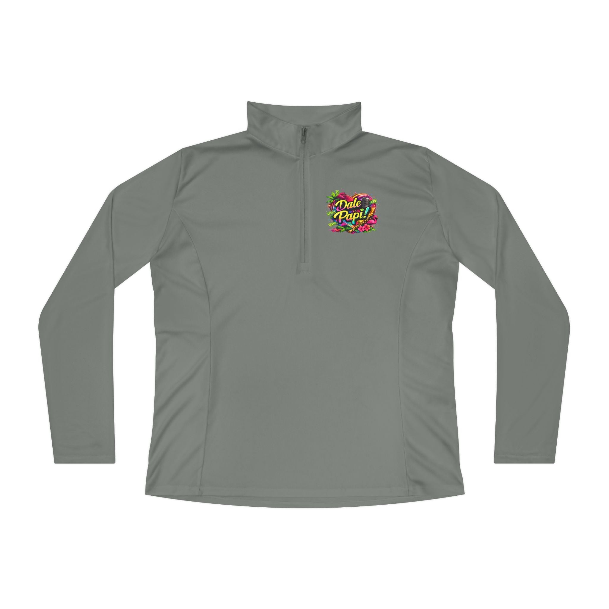Ladies Quarter-Zip Pullover — "Dale Papi!" Tropical Floral Performance Pullover