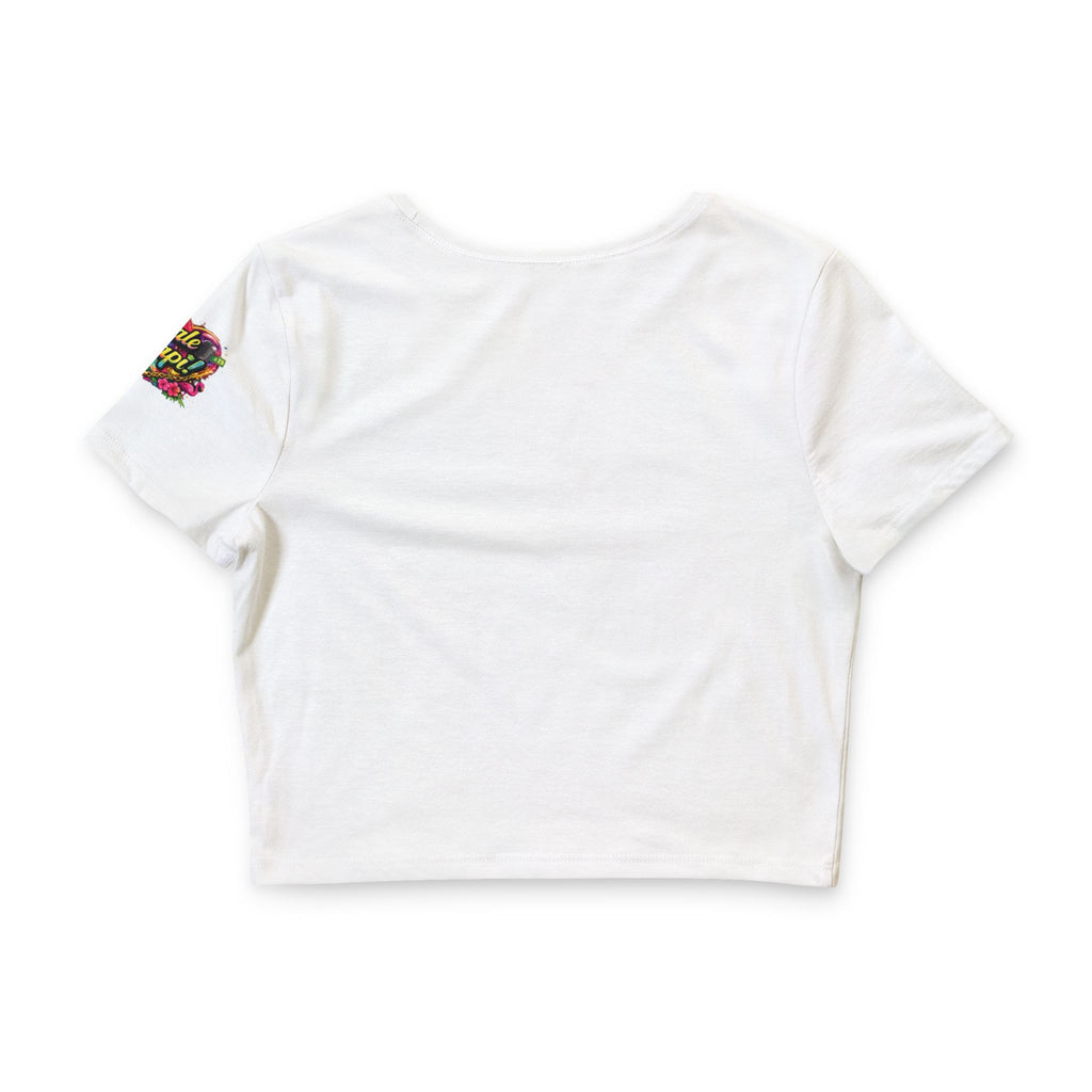 Dale Papi! Crop Tee — Retro Tropical Heart Graphic