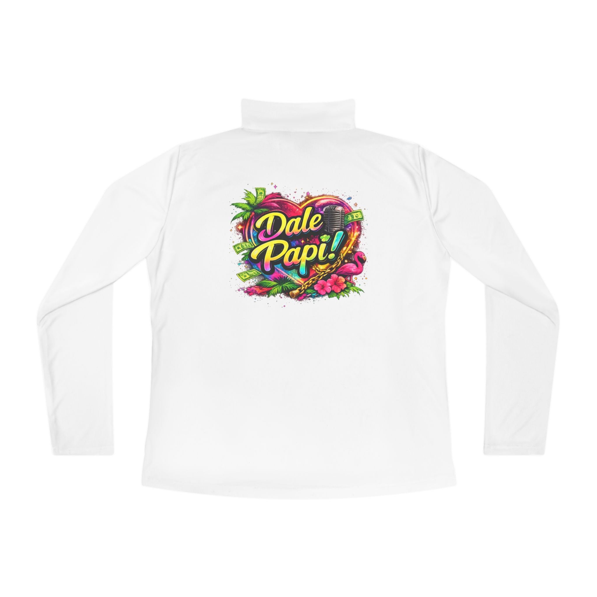 Ladies Quarter-Zip Pullover — "Dale Papi!" Tropical Floral Performance Pullover