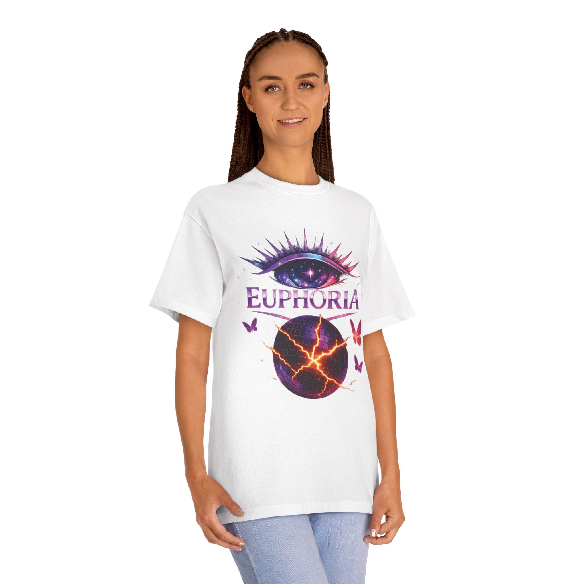 Euphoria Cosmic Eye Tee — Psychedelic Butterfly Orb Graphic T-Shirt