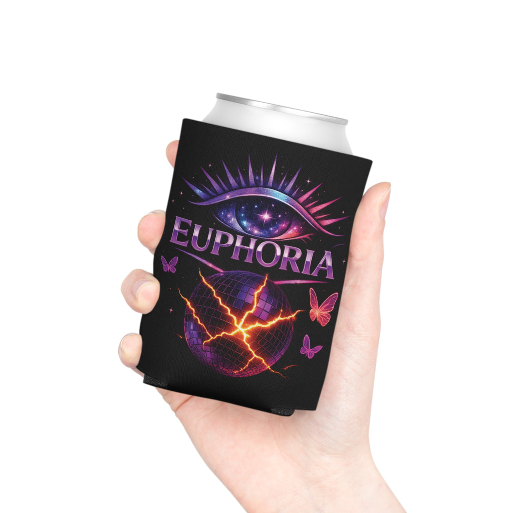 Euphoria Can Cooler — Neon Eye & Butterfly Drink Koozie