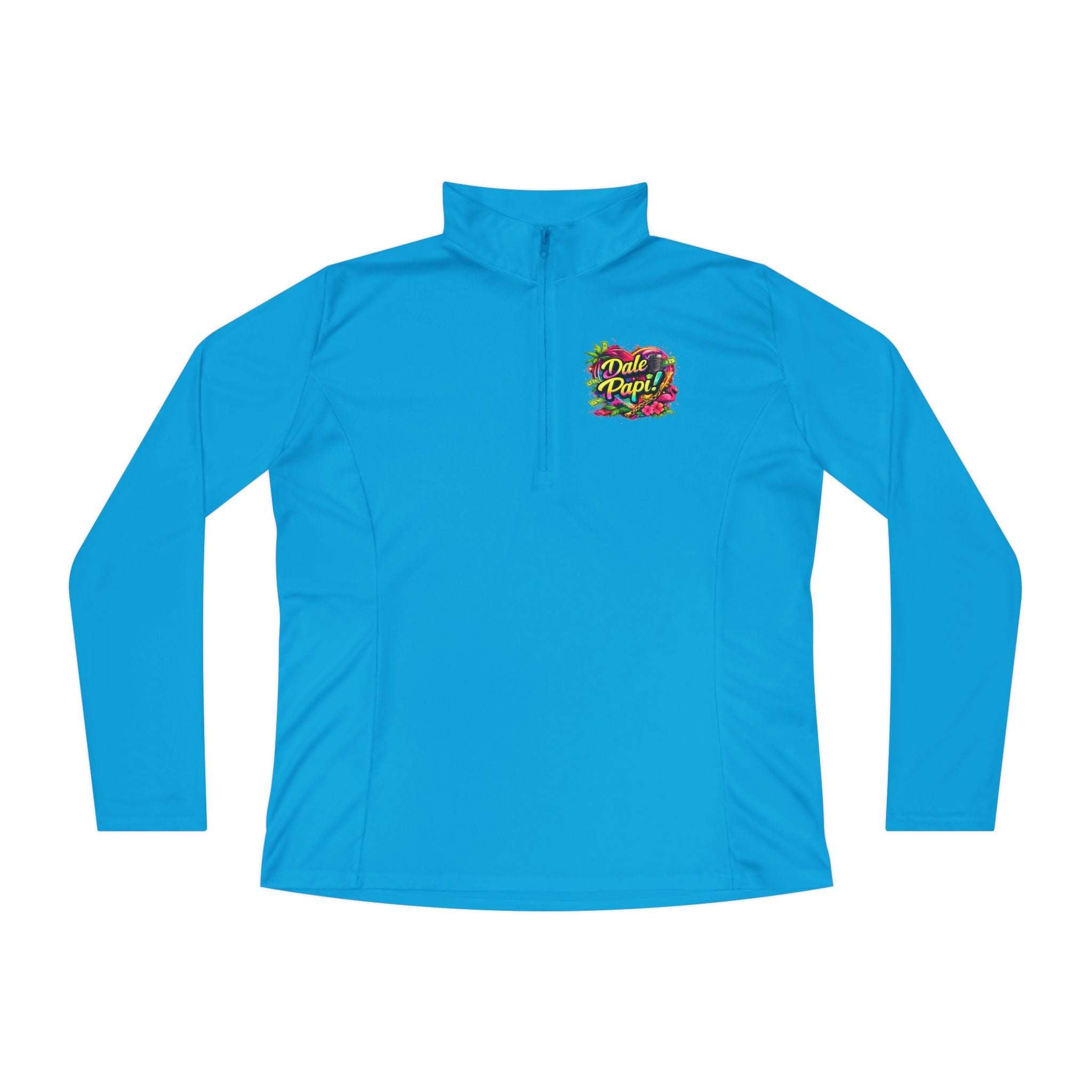 Ladies Quarter-Zip Pullover — "Dale Papi!" Tropical Floral Performance Pullover