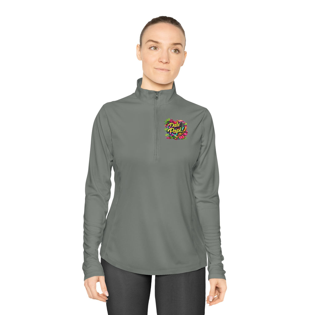 Ladies Quarter-Zip Pullover — "Dale Papi!" Tropical Floral Performance Pullover