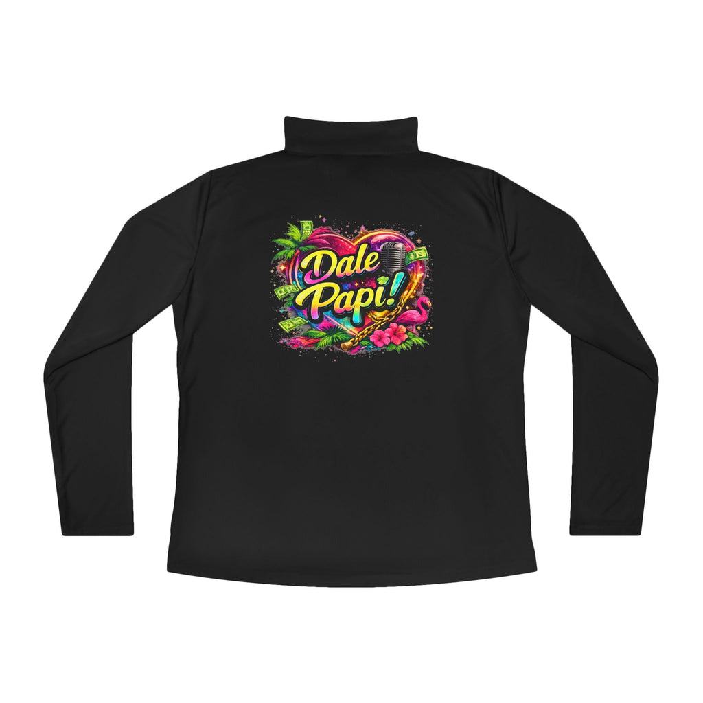 Ladies Quarter-Zip Pullover — "Dale Papi!" Tropical Floral Performance Pullover