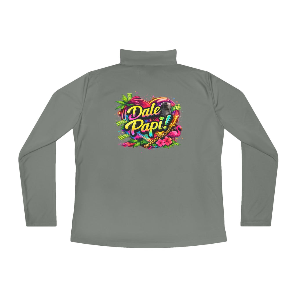 Ladies Quarter-Zip Pullover — "Dale Papi!" Tropical Floral Performance Pullover