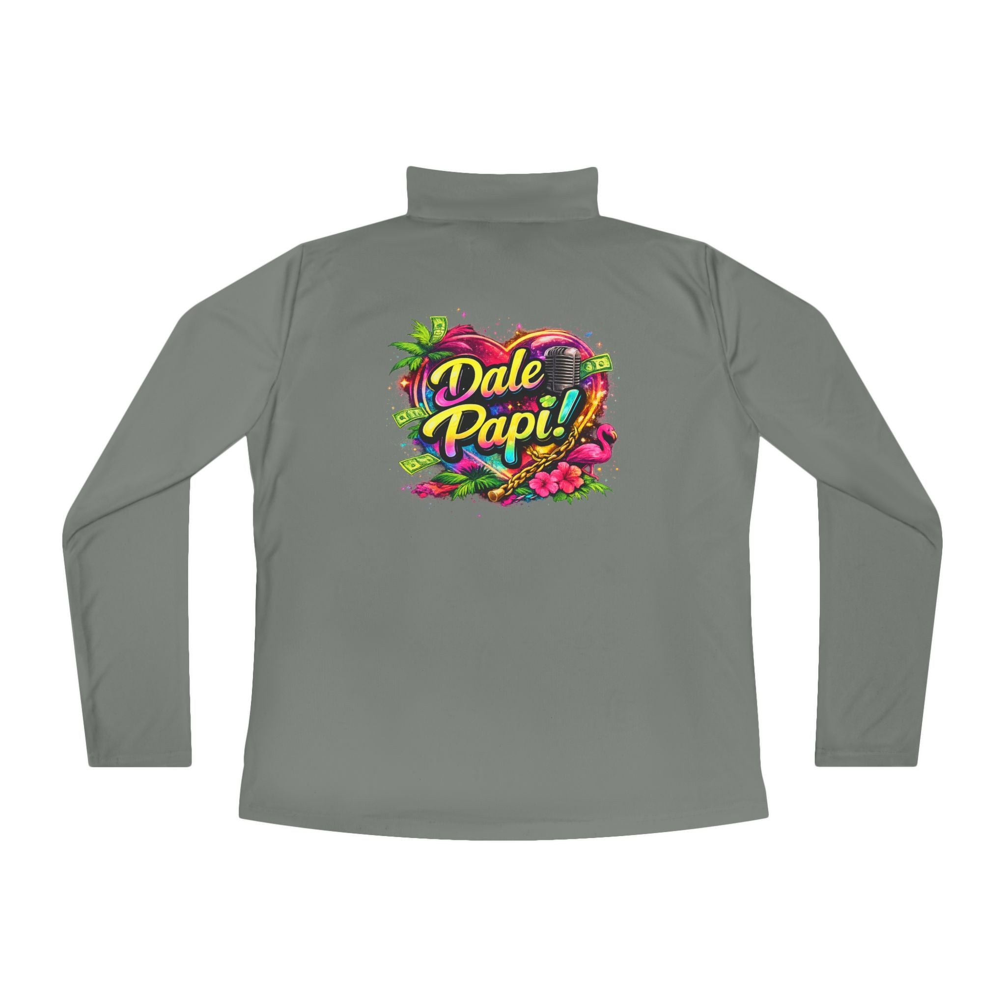 Ladies Quarter-Zip Pullover — "Dale Papi!" Tropical Floral Performance Pullover