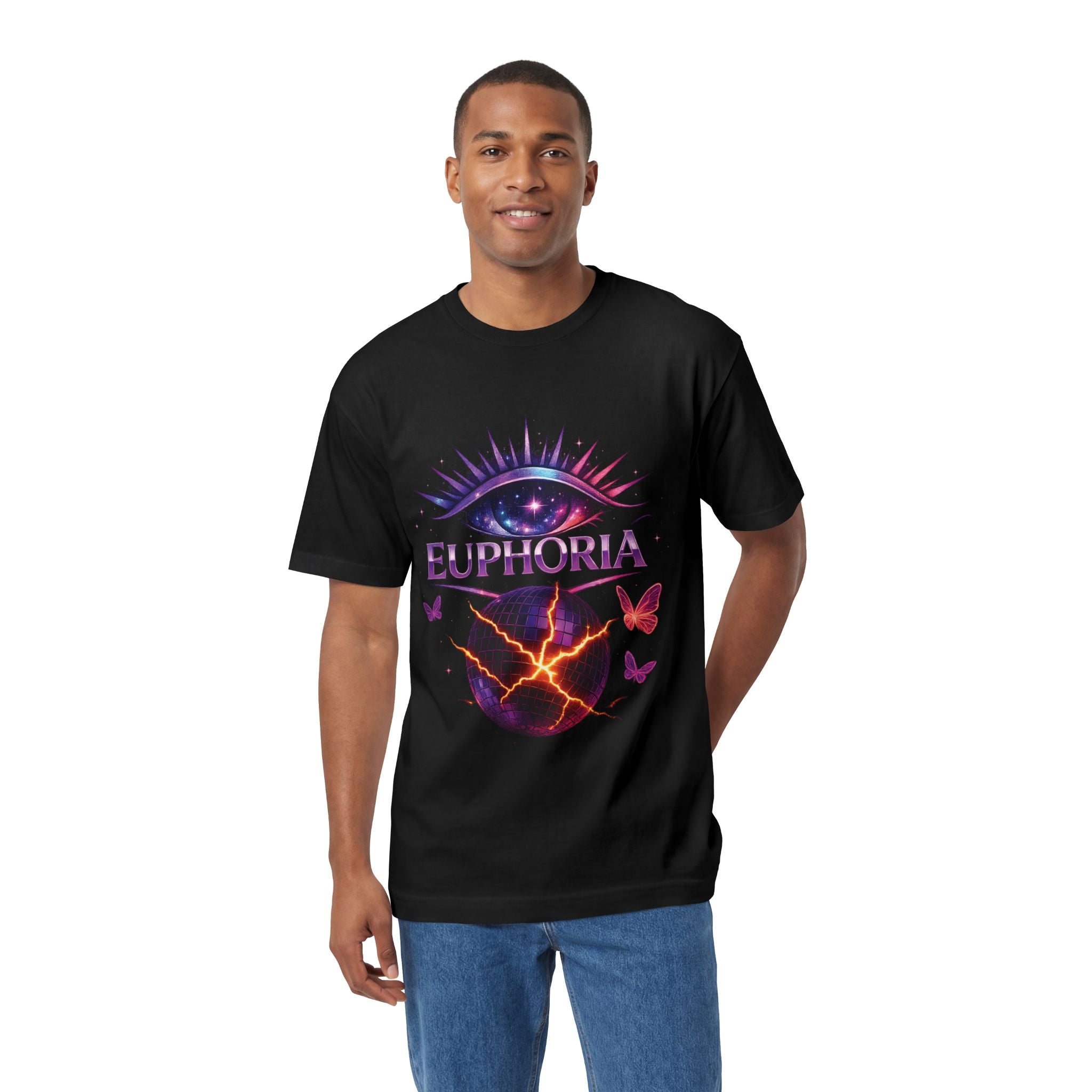 Euphoria Cosmic Eye Tee — Psychedelic Butterfly Orb Graphic T-Shirt