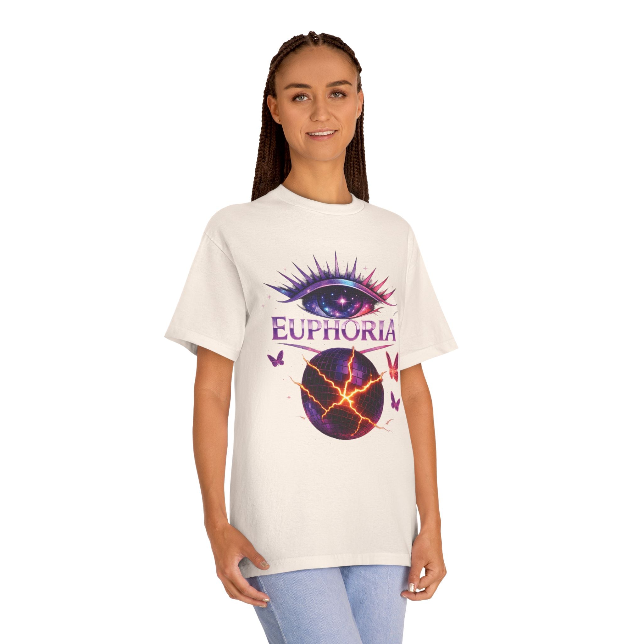 Euphoria Cosmic Eye Tee — Psychedelic Butterfly Orb Graphic T-Shirt