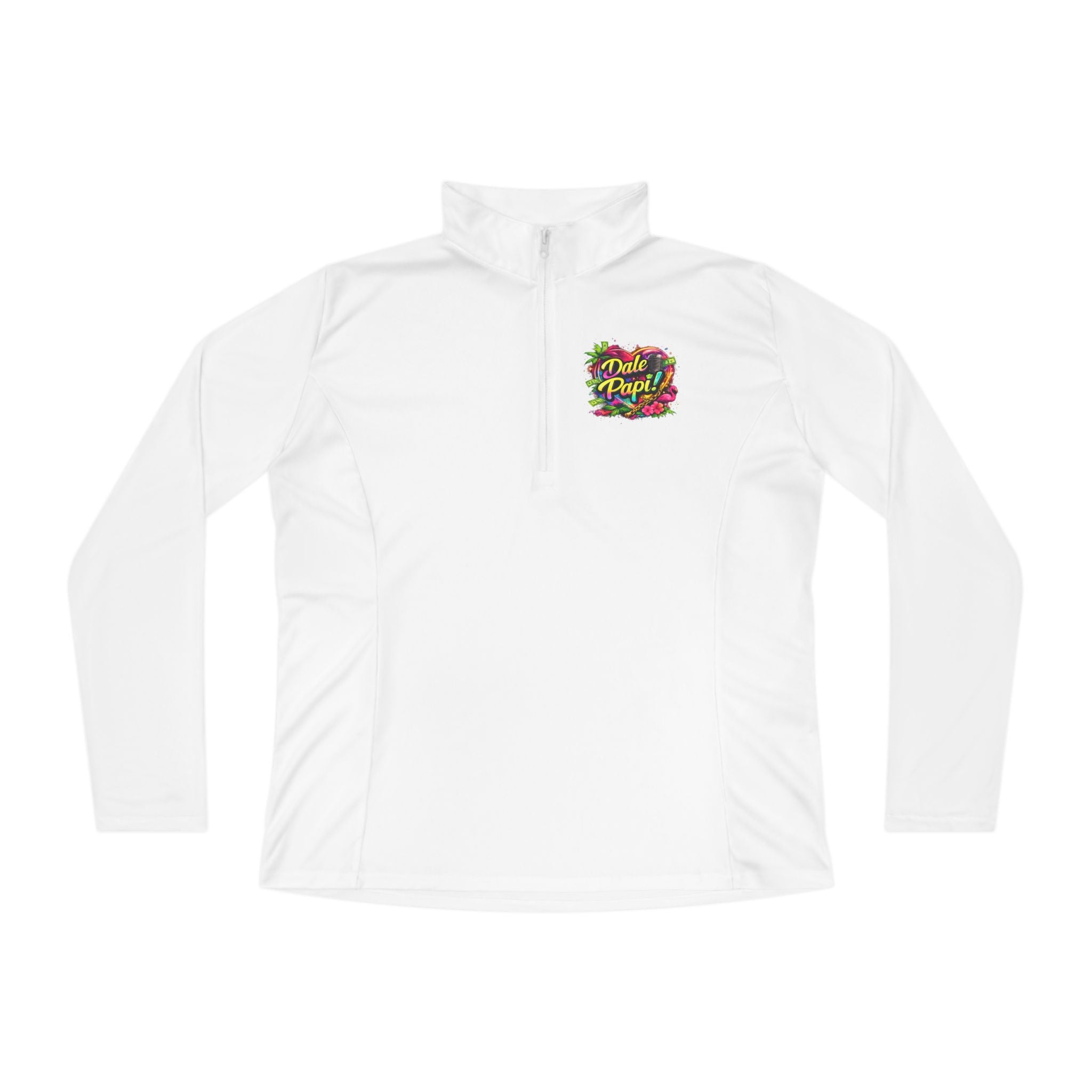 Ladies Quarter-Zip Pullover — "Dale Papi!" Tropical Floral Performance Pullover