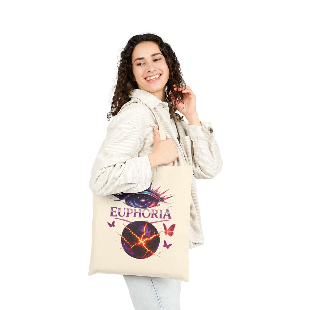 Euphoria Galaxy Eye Canvas Tote Bag — Psychedelic Butterfly Market Tote
